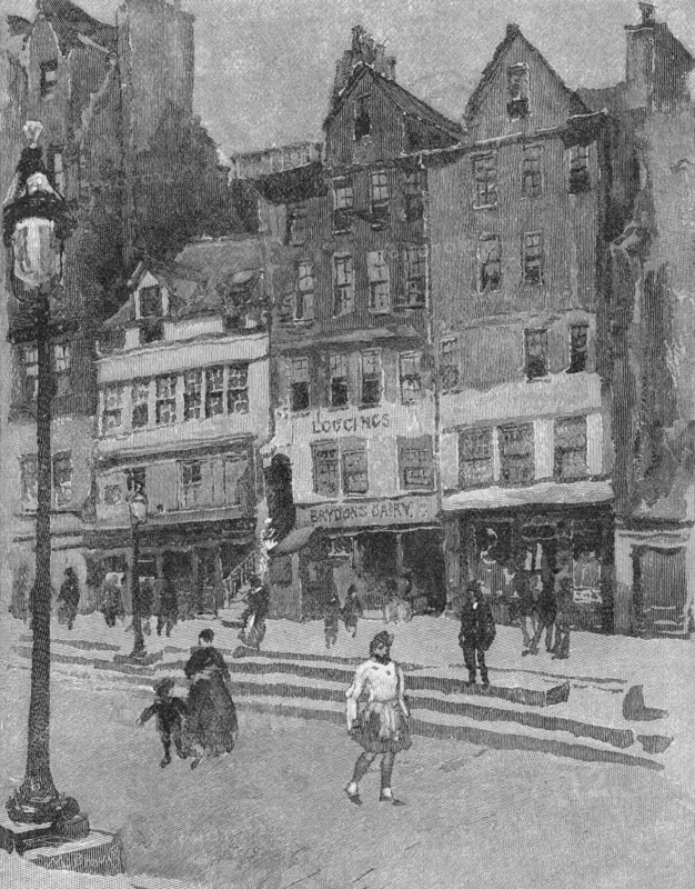 Scottish Poet Robert Burns' Lodgings, High St Between Baxter's Close and Lady Stair's Close, Canongate, Edinburgh, Scotland, Harper's New Monthly Magazine, Illustration, March 1891