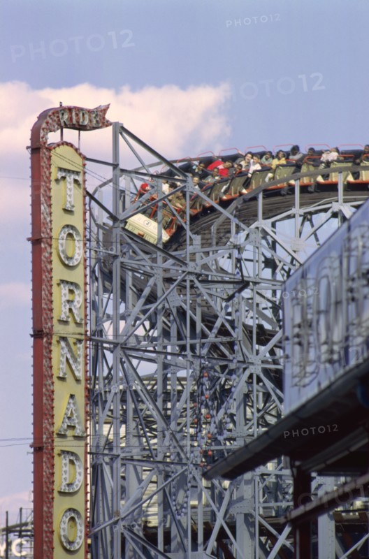 Amusement Park Roller Coaster, Coney Island, New York, USA, August 1961