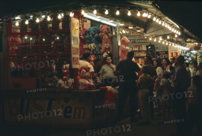 Amusement Park Arcade Game at Night, Coney Island, New York, USA, August 1961