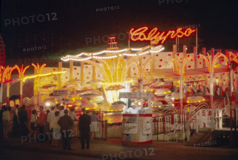 Calypso Amusement Park Ride at Night, Coney, Island, New York, USA, August 1961