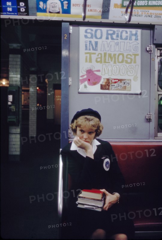 Student on Subway, New York City, New York, USA, July 1961