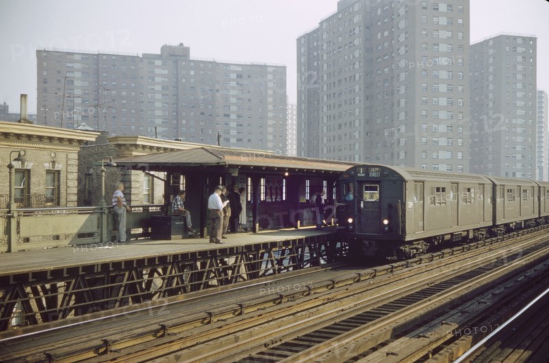 Elevated Subway Station and #1 Train, 125th Street, New York City, New York, USA, July 1961