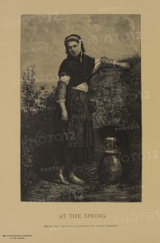 At the Spring, Photogravure Print from the Original Painting by Auguste Feyen-Perrin, The Masterpieces of French Art by Louis Viardot, Published by Gravure Goupil et Cie, Paris, 1882, Gebbie & Co., Philadelphia, 1883