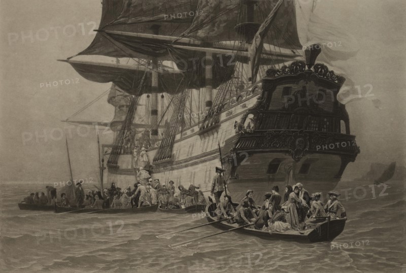 The Embarkment of Manon Lescaut, Photogravure Print from the Original 1875 Painting by Charles Edouard Delort, The Masterpieces of French Art by Louis Viardot, Published by Gravure Goupil et Cie, Paris, 1882, Gebbie & Co., Philadelphia, 1883