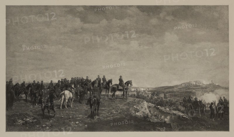 Napoléon III at the Battle of Solferino, Photogravure Print from the Original 1863 Painting by Jean-Louis-Ernest Meissonier, The Masterpieces of French Art by Louis Viardot, Published by Gravure Goupil et Cie, Paris, 1882, Gebbie & Co., Philadelphia, 1883