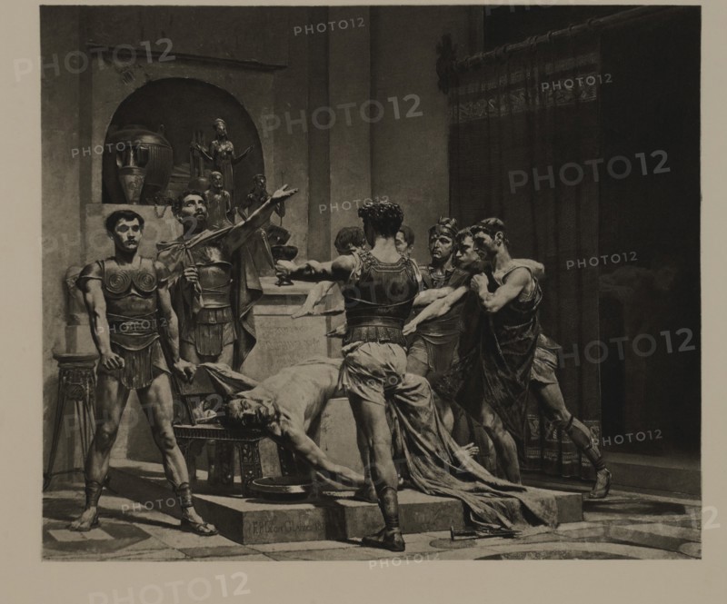 The Conjuration, Rome, Anti-Republican Conspirators in House of Aguillius, Photogravure Print from the Original 1876 Painting by Pierre Paul Leon Glaize, The Masterpieces of French Art by Louis Viardot, Published by Gravure Goupil et Cie, Paris, 1882, Gebbie & Co., Philadelphia, 1883