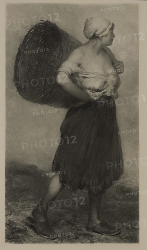 The Chicken Woman of Dieppe, Photogravure Print from the Original 1876 Painting by Antoine Vollon, The Masterpieces of French Art by Louis Viardot, Published by Gravure Goupil et Cie, Paris, 1882, Gebbie & Co., Philadelphia, 1883