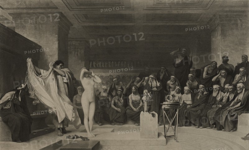 Phryne before the Tribunal, Greece, Photogravure Print from the Original 1861 Painting by Jean-Léon Gérôme, The Masterpieces of French Art by Louis Viardot, Published by Gravure Goupil et Cie, Paris, 1882, Gebbie & Co., Philadelphia, 1883The Masterpieces of French Art by Louis Viardot, Published by Gravure Goupil et Cie, Paris, 1882, Gebbie & Co., Philadelphia, 1883