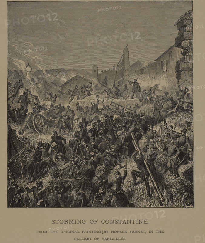Storming of Constantine, Woodcut Engraving from the Original Painting by Horace Vernet, The Masterpieces of French Art by Louis Viardot, Published by Gravure Goupil et Cie, Paris, 1882, Gebbie & Co., Philadelphia, 1883