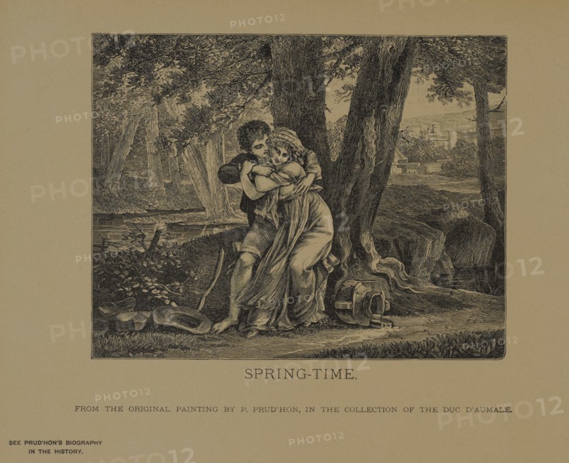 Spring-Time, Woodcut Engraving from the Original Painting by Pierre-Paul Prud'hon, The Masterpieces of French Art by Louis Viardot, Published by Gravure Goupil et Cie, Paris, 1882, Gebbie & Co., Philadelphia, 1883