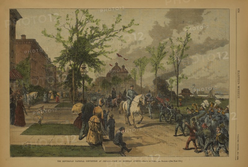 The Republican National Convention at Chicago, View on Michigan Avenue, Drawn by Schell and Graham, June 14, 1884