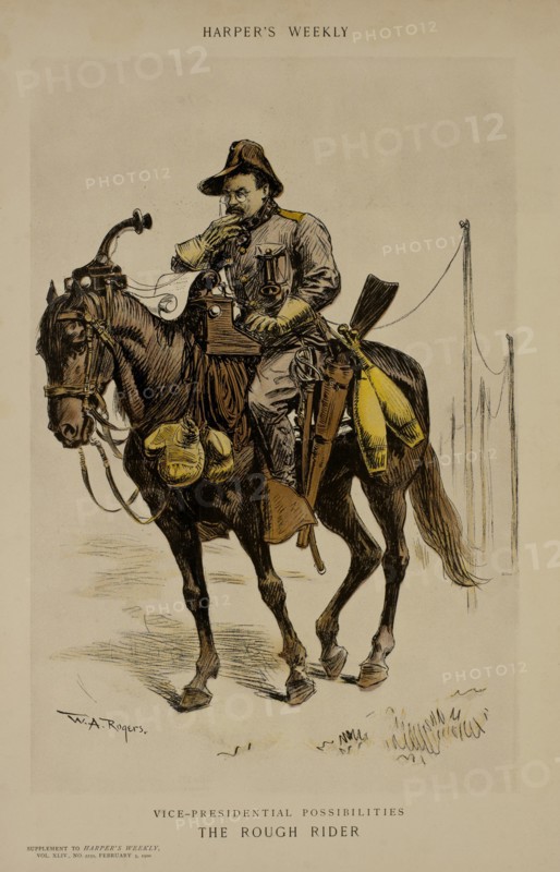 Vice-Presidential Possibilities, The Rough Rider, Harper's Weekly Supplement, Drawn by W.A. Rogers, February 3, 1900