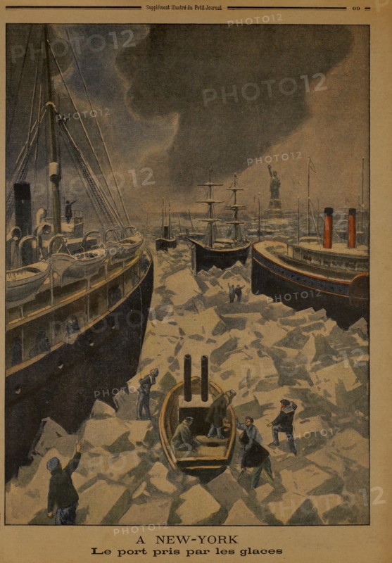 A New York, Le Port Pris par les Glaces, Supplement illustre du Petitt Journal, 1900