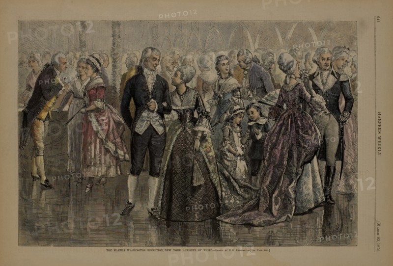 The Martha Washington Reception, New York Academy of Music, Drawn by C.S. Reinhart, Harper's Weekly, March 25, 1876