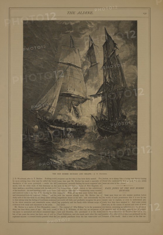 The Aldine, the Bon Homme Richard and Serapis, J.O. Davidson, 1876
