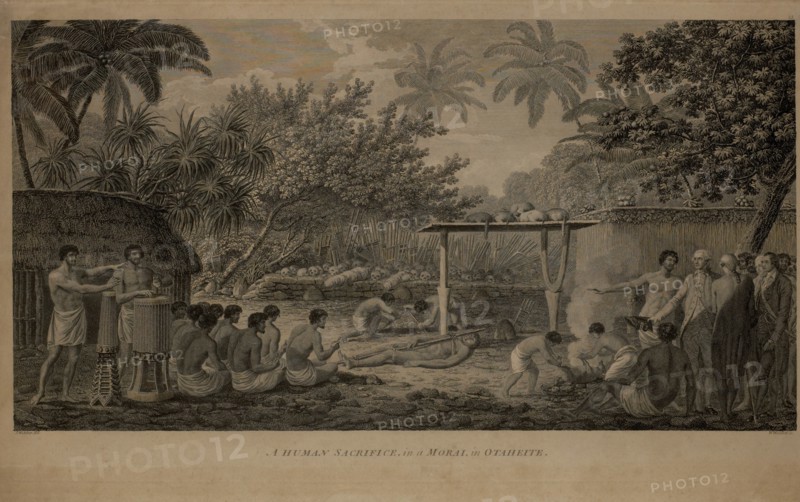 A Human Sacrifice, in a Morai, in Otaheite, 1784 Engraving by W. Woollett, from the Original Drawing by John Webber while Accompanying Captain James Cook on his Third Pacific Expedition