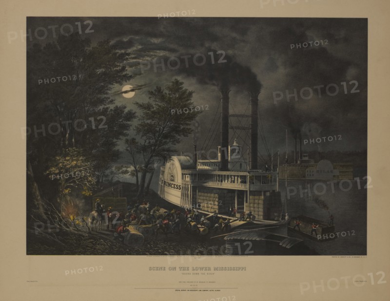 Scene on the Lower Mississippi, "Bound Down the River", Published by N. Knoedler, Special Reprint for the Mississippi Lime Company, 1869