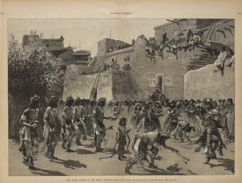 The Snake Dance of the Moqui Indians, Drawn by H.F. Farny from Photographs by Cosmos Mindeleff, Harper's Weekly, November 2, 1889