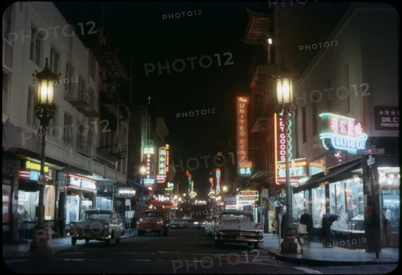 Street Scene at Night, San Francisco, California, USA, 1957