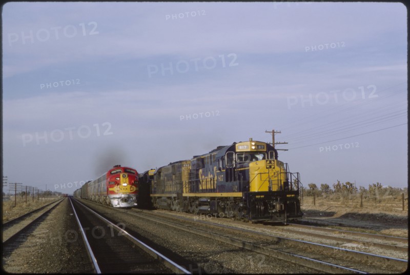 Santa Fe Freight and Diesel Trains, Hesperia, California, USA, 1964