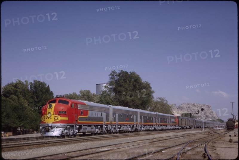 Santa Fe Diesel Locomotive, "The Chief" Passenger Train, Victorville, California, USA, 1963