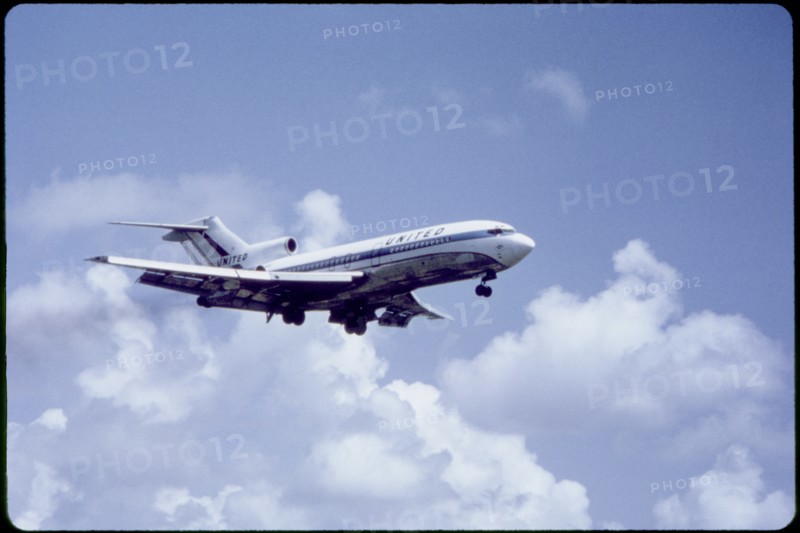 United Airlines Boeing 727-20 Commercial Jet In-Flight, 1960's