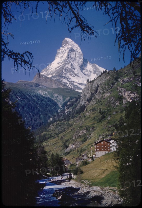 Matterhorn Mountain and Valley, Zermatt, Switzerland, 1964