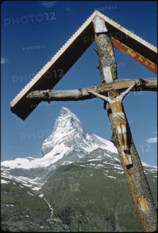 Wayside Shrine with Matterhorn Mountain in Background, Zermatt, Switzerland, 1964