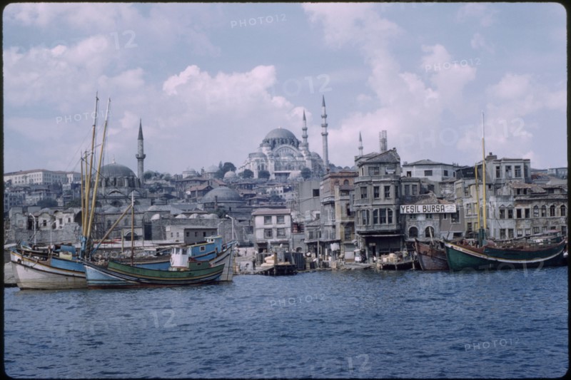 Süleymaniye Mosque and Golden Horn Harbor, Bosphorus, Istanbul, Turkey, 1959