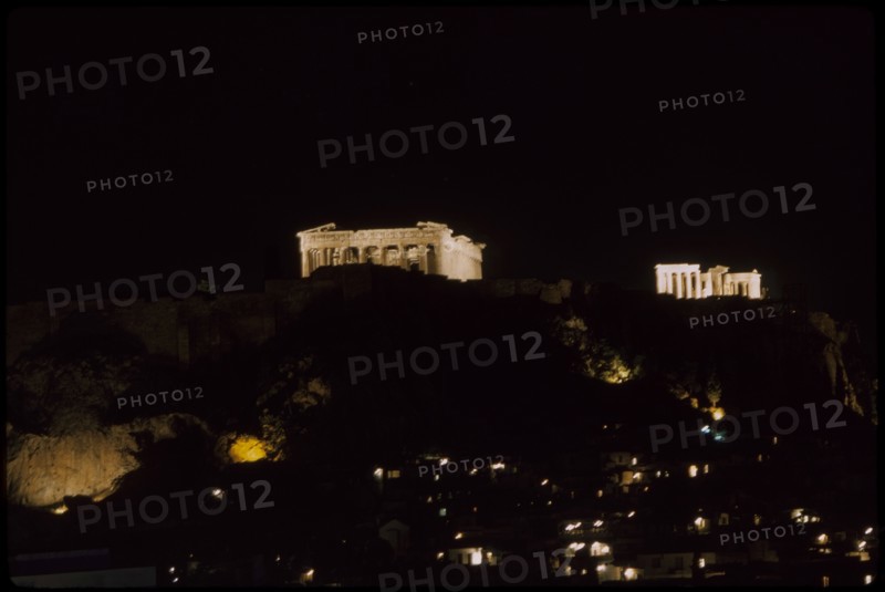 Acropolis at Night, Athens, Greece, 1963
