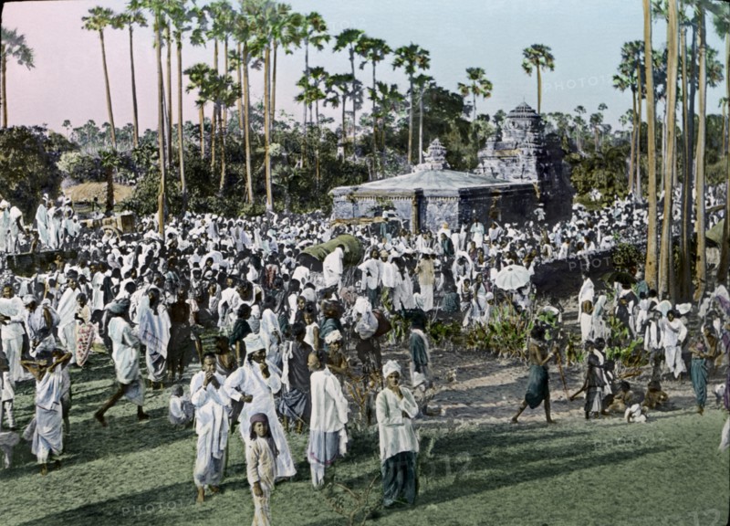 Magha Purnima Festival, Masulipatnam, India, Hand-Colored Magic Lantern Slide, Newton & Company, 1910