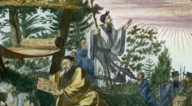 Science Students, China, Hand-Colored Magic Lantern Slide, Newton & Company, 1915