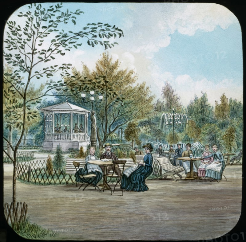 Swedish Pleasure Garden, Hand-Colored Magic Lantern Slide, Newton & Company, 1920