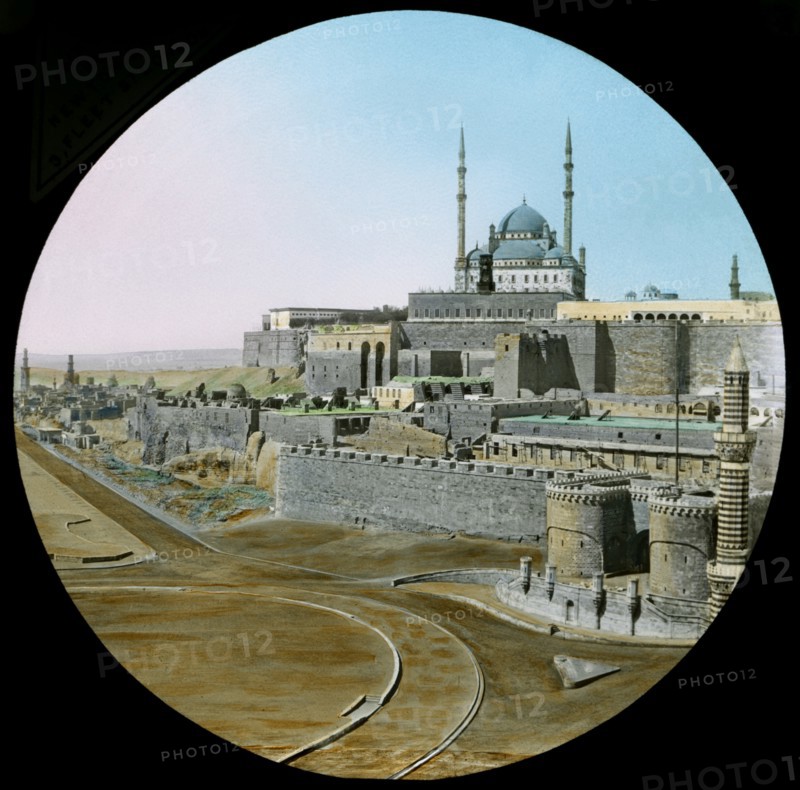 Saladin Citadel, Cairo, Egypt, Hand-Colored Magic Lantern Slide, Newton & Company, 1900