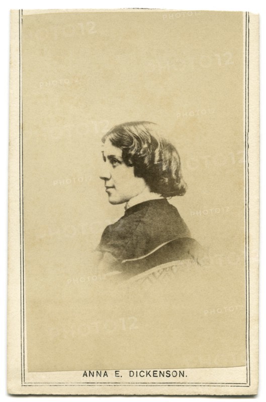 Anna Elizabeth Dickinson (1842-1932), American Orator and Lecturer, an Advocate for the Abolition of Slavery and for Women's Rights, Head and Shoulders Portrait, 1860's