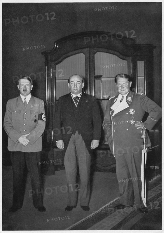 Adolf Hitler, Hungarian Prime Minister Gyula Gombos and Hermann Goering at Reception, Full-Length Portrait, Berlin, Germany, 1935
