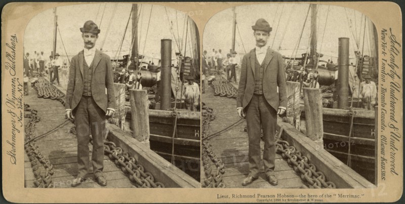 Lieutenant Richmond Pearson Hobson, the Hero of the "Merrimac", Stereo Card, Strohmeyer and Wyman Publishers, 1898