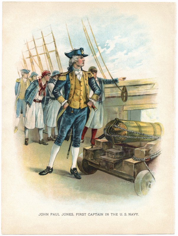 John Paul Jones, First Captain of the U.S. Navy, Illustration from the book, "True Stories of Great Americans for Young Americans", 1897