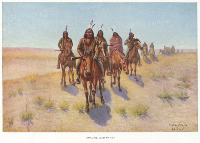 Apache War Party, Lithograph, Charles Craig, 1903