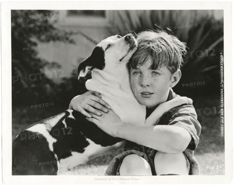 Ben Alexander with Cameo the Dog , on-set of the Silent Film, "A Self-Made Failure", Associated First National Pictures, 1924