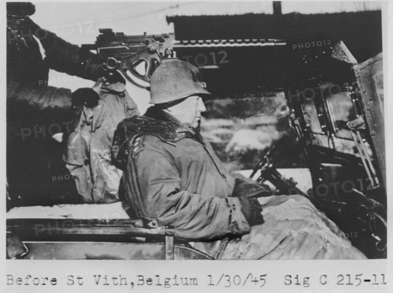 U.S. General George Patton arriving at St. Vith, Belgium, January 30, 1945