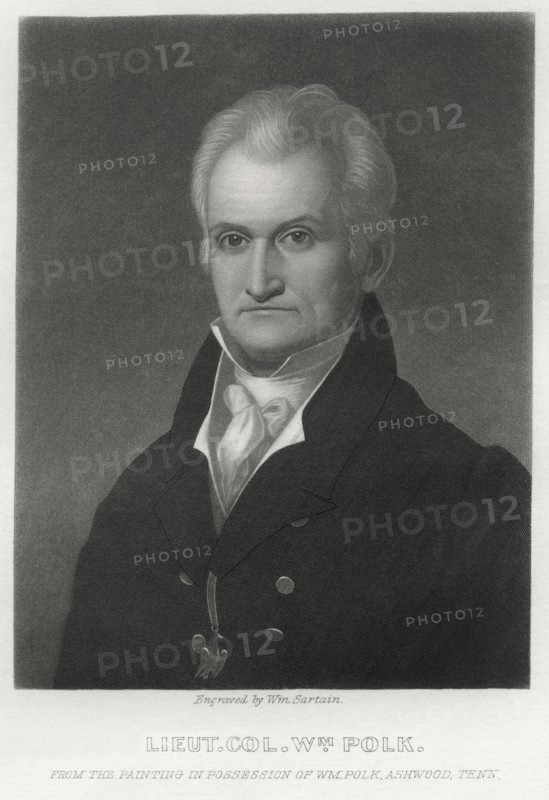 Lieutenant Colonel William Polk (1758-1834), Banker, Educational Administrator, Political Leader, and Renowned Continental officer in the War for American Independence, Illustration from the Original Painting in Possession of William Polk, Ashwood, Tennessee