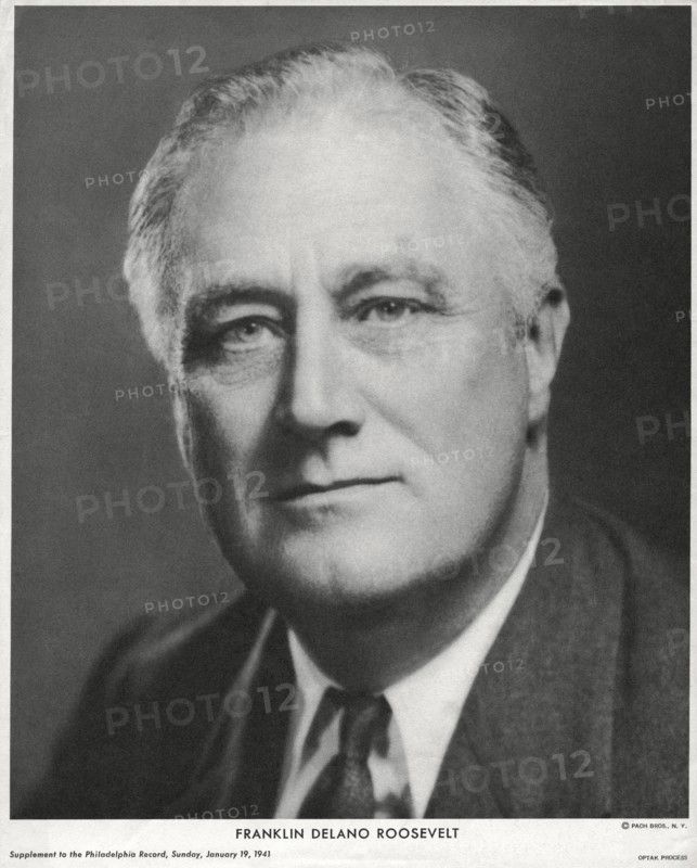 U.S. President Franklin Delano Roosevelt, Head and Shoulders Portrait, 1941
