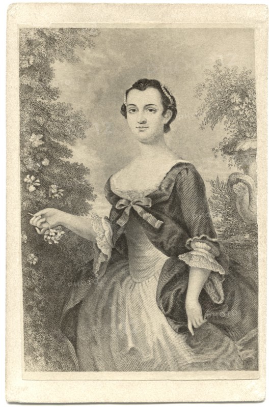 Martha Washington (1731-1802), Wife of First U.S. President George Washington, Young Adult Portrait, Illustration