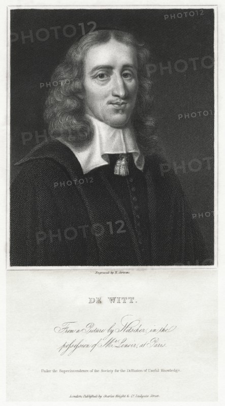 Jan de Witt (1625-1672), Dutch Politician, Portrait, Engraving from a Painting by Netscher