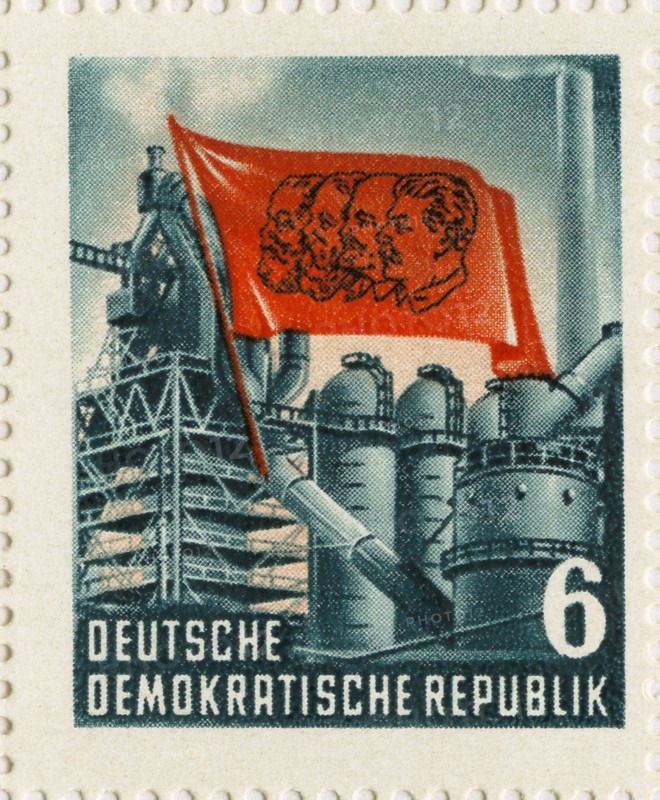 Industrial Stamp from Karl Marx Commemorative Postage Stamp Sheet, East Germany, DDR, 1953