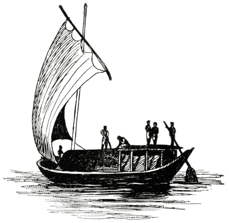 Phoenician Vessel, Turkey, Illustration, Classical Portfolio of Primitive Carriers, by Marshall M. Kirman, World Railway Publ. Co., Illustration, 1895