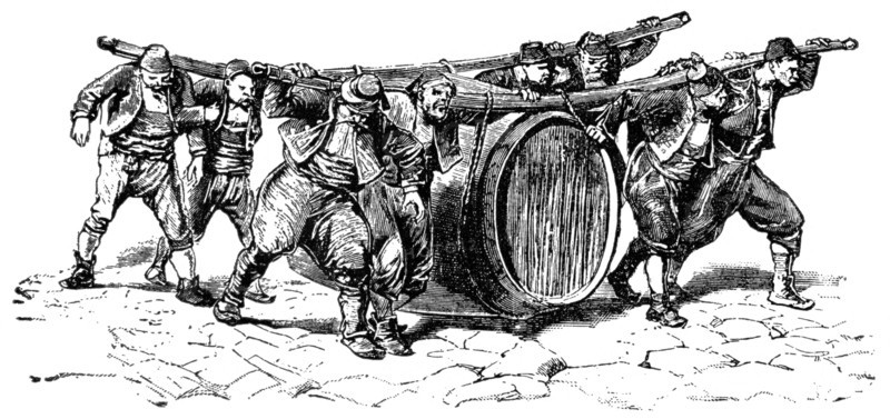 Wine Carriers, Constantinople, Turkey, Illustration, Classical Portfolio of Primitive Carriers, by Marshall M. Kirman, World Railway Publ. Co., Illustration, 1895