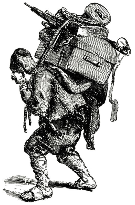 Baggage Handler, Constantinople, Turkey, Illustration, Classical Portfolio of Primitive Carriers, by Marshall M. Kirman, World Railway Publ. Co., Illustration, 1895