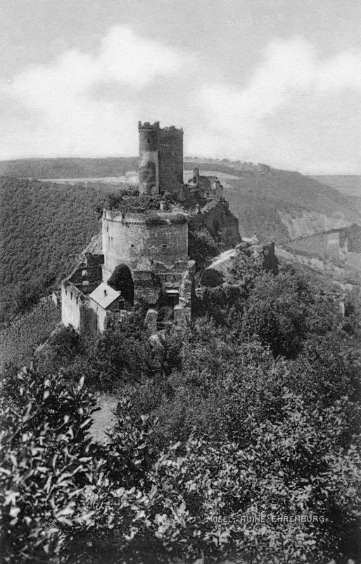 Ehrenberg Spur Castle Ruins, Brodenbach, Germany, Postcard, 1925